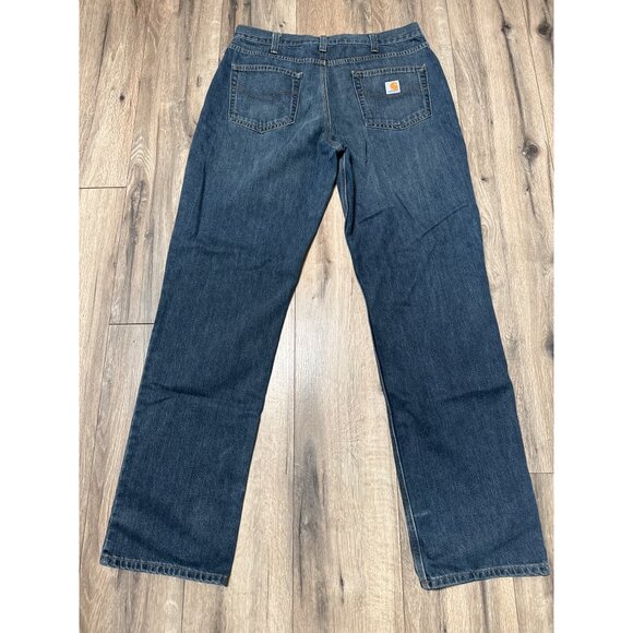 Carhartt Mens Blue Relaxed Fit Denim Work Pants 38x36 Cotton/Polyester Blend Dur - Picture 5 of 5